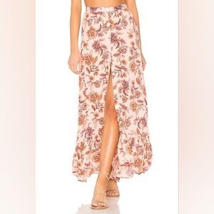 MINKPINK Revolve Blush Floral Boho Festival Lola Maxi Lined Button Front Skirt